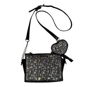 Steve Madden Black and Silver Crossbody Bag
